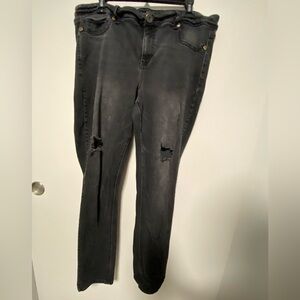 American Eagle Outfitters Black Skinny Jeans with Knee Rips